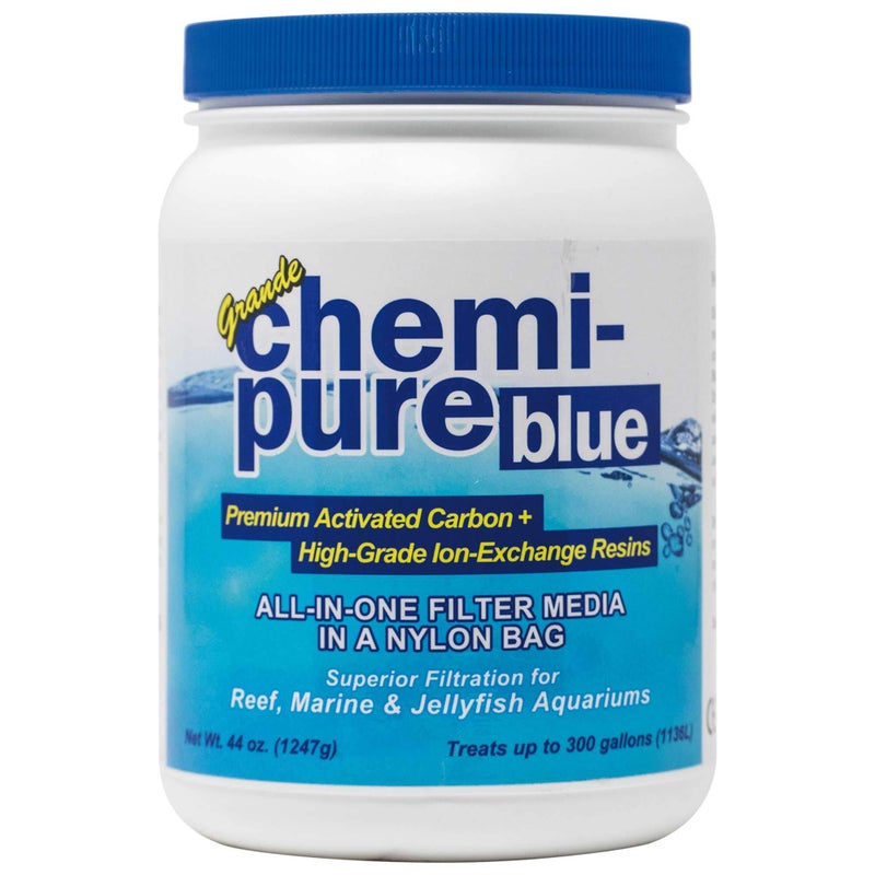 Boyd Chemiâ€‘Pure Blue 44â€¯oz Grande Aquarium Filtration Media Premium Carbon + Ionâ€‘Exchange Resins in Nylon Bag Clears Toxins, Phosphates & Metals